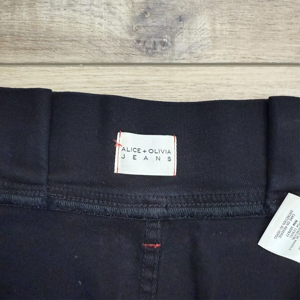 Alice & Olivia Black Denim Paperbag High Rise Mini Skirt‎ Belted Womens size 30 - Picture 8 of 12